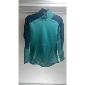 Spyder Lg Teal Green Mock Turtleneck Side Zip Collar Pullover Jacket Coat size M